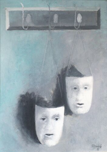 Komárek Vladimír - "Dvě masky" 70 x 50 cm Komárek Vladimír - "Dvě masky" 70 x 50 cm