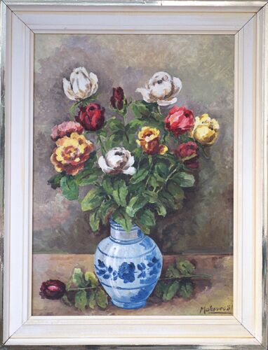 Makovec Ludvík - "Růže ve váze" 57 x 42 cm 