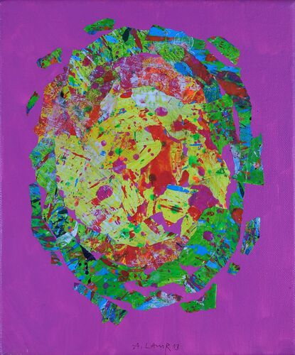 Lamr Aleš - "Kompozice (fialová)" 30 x 25 cm